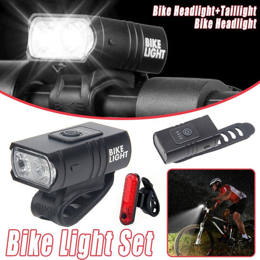 Bike Light Set Rechargeable LED Bicycle Lights Waterproof Front Rear Headlight - Bike Headlight
