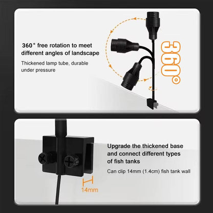 Fish Tank Clamp Light Special Focus Aquarium Lamp for Viewing Landscape Lighting - 9.6W