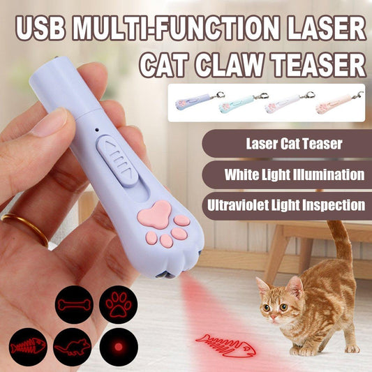 Mini Handheld Cat Claw Teasing Toy Interactive Pet Play Wand for Kitten Exercise - Purple