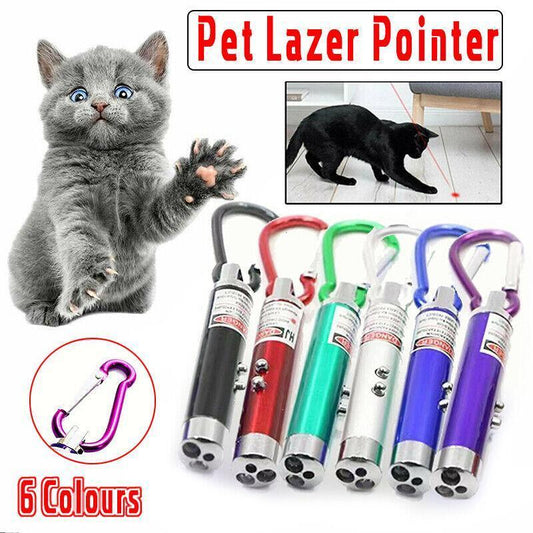 Interactive Cat Laser Pointer Toy with LED and UV Light for Pet Play Training - Green