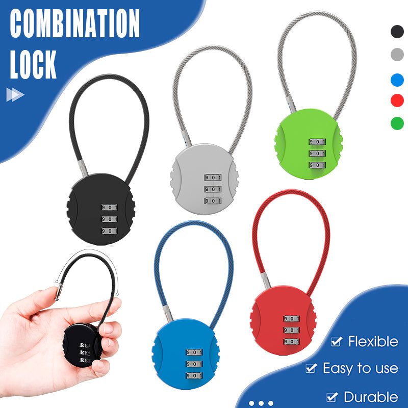 Combination Lock Padlock Locker 3 Digit Security Bike Suitcase Luggage Bag - Blue