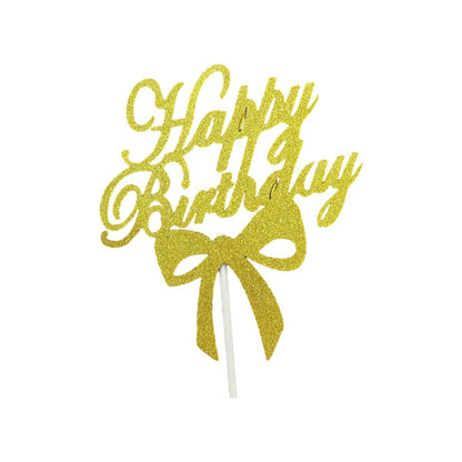 Happy Birthday Cake Topper Colour Printed Acrylic Party Decorations - Blue-Long Strip