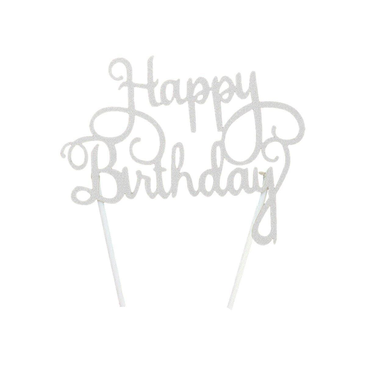 Happy Birthday Cake Topper Colour Printed Acrylic Party Decorations - Blue-Long Strip
