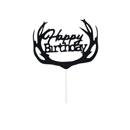 Happy Birthday Cake Topper Colour Printed Acrylic Party Decorations - Blue-Long Strip
