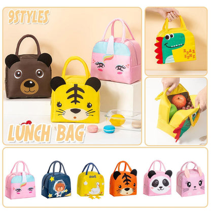 3D Bento Lunch Bag Cartoon Handbag Insulated Food Box Bag for Students LunchTote - Pink Rabbit