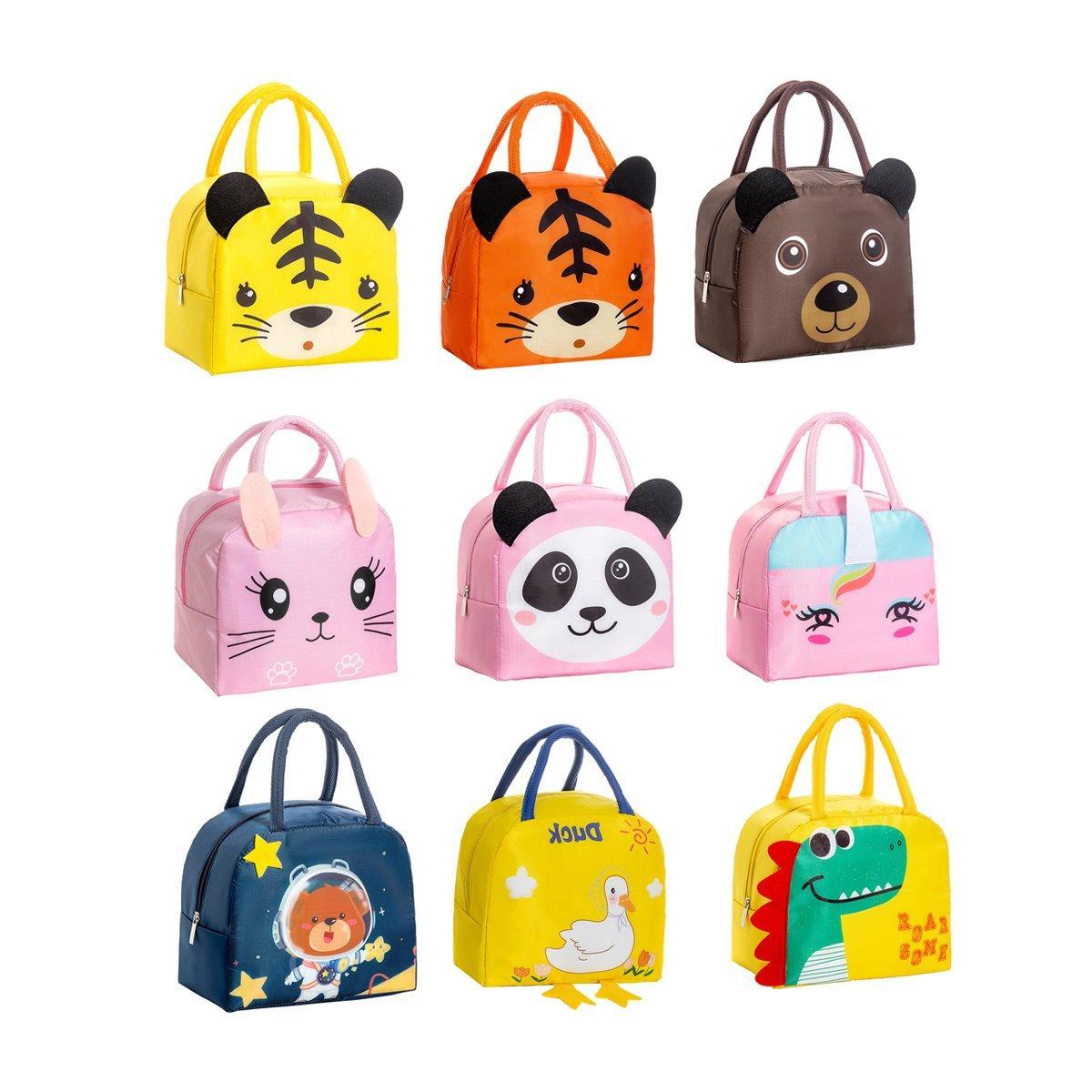 3D Bento Lunch Bag Cartoon Handbag Insulated Food Box Bag for Students LunchTote - Pink Panda
