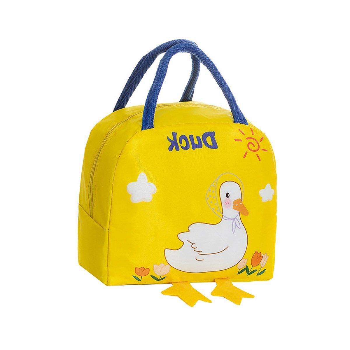 3D Bento Lunch Bag Cartoon Handbag Insulated Food Box Bag for Students LunchTote - Yellow Duck
