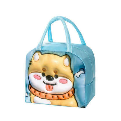 Cute 3D Cartoon Insulated Lunch Bag Oxford Fabric Bento Tote for School Use - Orange Tiger