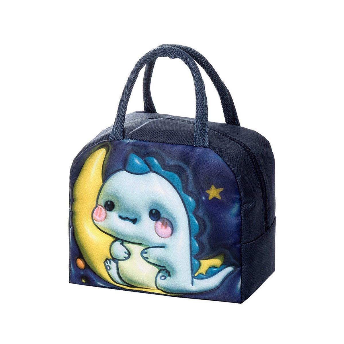 Cute 3D Cartoon Insulated Lunch Bag Oxford Fabric Bento Tote for School Use - Rose Mermaid