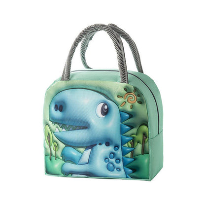 Cute 3D Cartoon Insulated Lunch Bag Oxford Fabric Bento Tote for School Use - Rose Mermaid