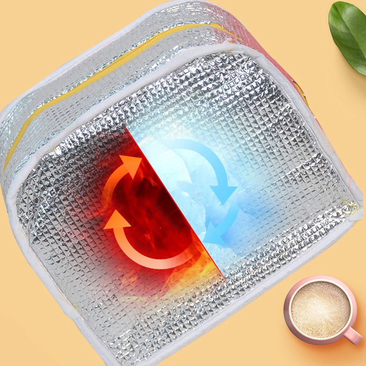 Cute 3D Cartoon Insulated Lunch Bag Oxford Fabric Bento Tote for School Use - Navy Blue Dinosaur