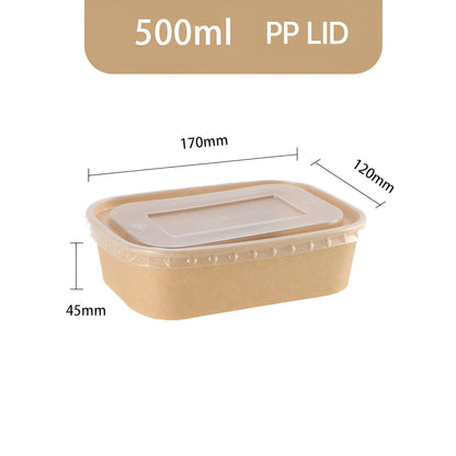50pcs Eco Friendly Kraft Paper Food Containers Lunch Boxes for Picnic Takeout - 650ml