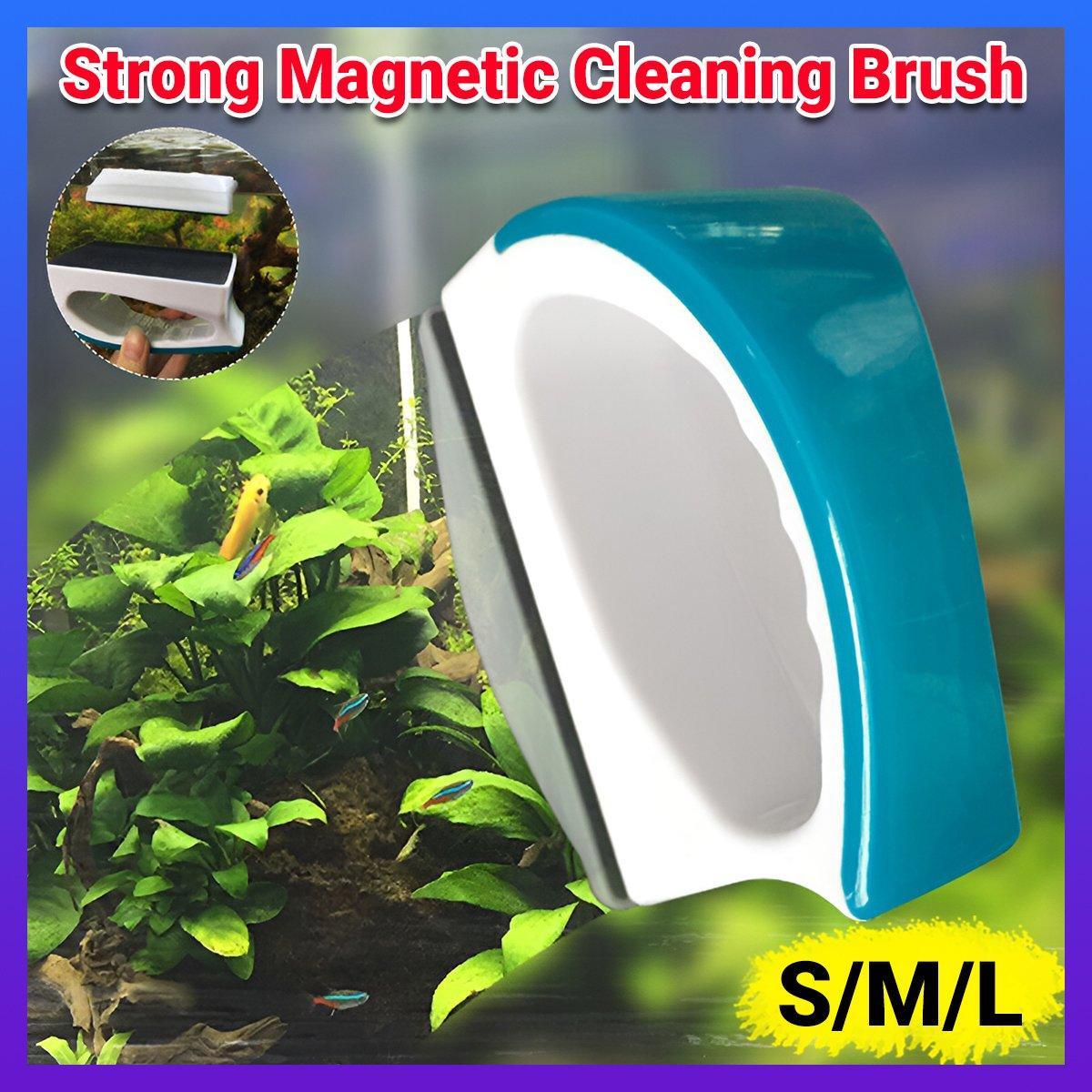 Magnetic Fish Tank Brush Algae Magnet Aquarium Cleaning Glass Aquatic Cleaner - L