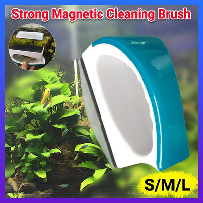 Magnetic Fish Tank Brush Algae Magnet Aquarium Cleaning Glass Aquatic Cleaner - S