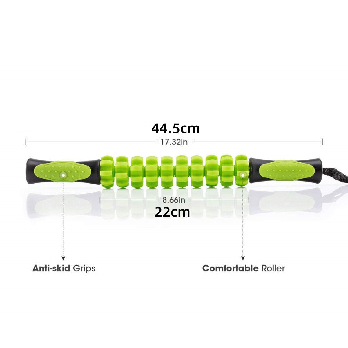 Muscle Roller Stick Full Body Fitness Massage Tool for Home and Gym Use - Green