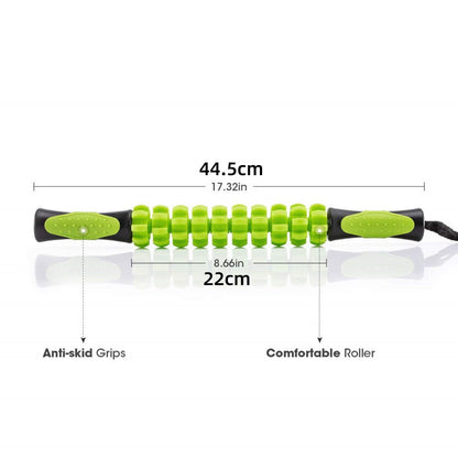 Muscle Roller Stick Full Body Fitness Massage Tool for Home and Gym Use - Green