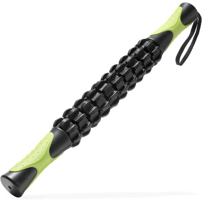 Muscle Roller Stick Full Body Fitness Massage Tool for Home and Gym Use - Green