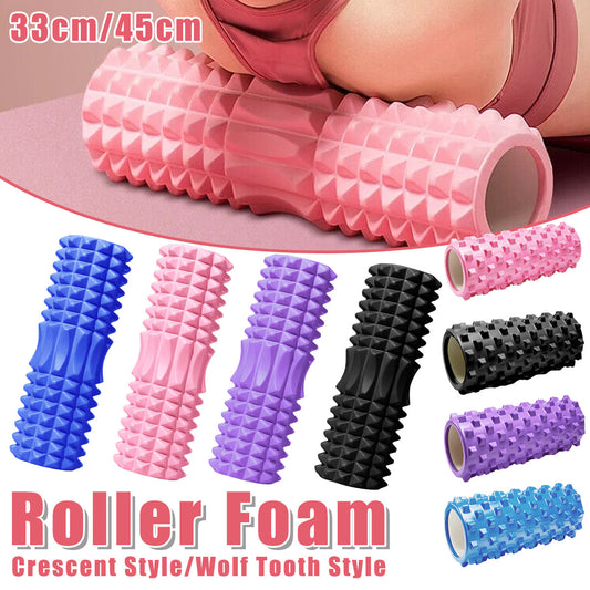 High Density EVA Foam Roller Yoga Massage Stick for Fitness - Wolf Tooth Style Purple-33cm