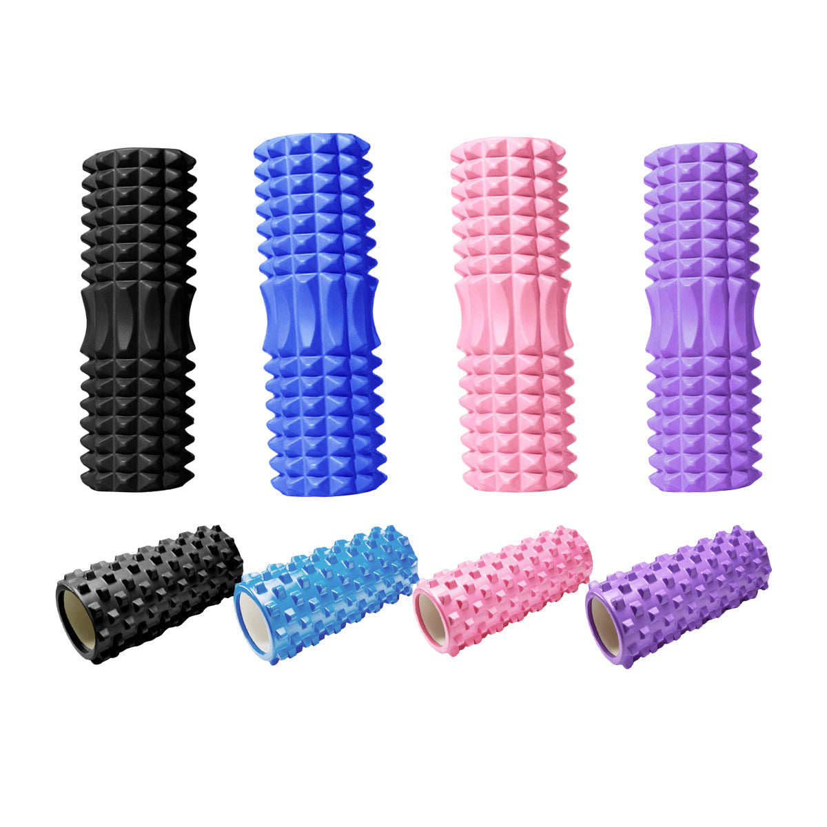 High Density EVA Foam Roller Yoga Massage Stick for Fitness - Wolf Tooth Style Pink-45cm