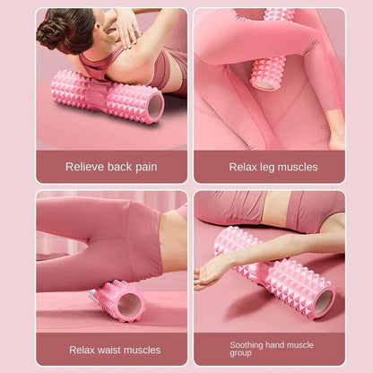 High Density EVA Foam Roller Yoga Massage Stick for Fitness - Wolf Tooth Style Pink-45cm