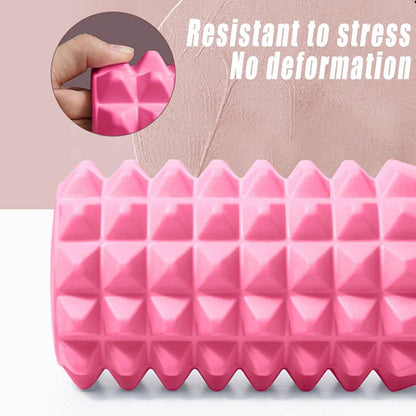 High Density EVA Foam Roller Yoga Massage Stick for Fitness - Wolf Tooth Style Pink-45cm