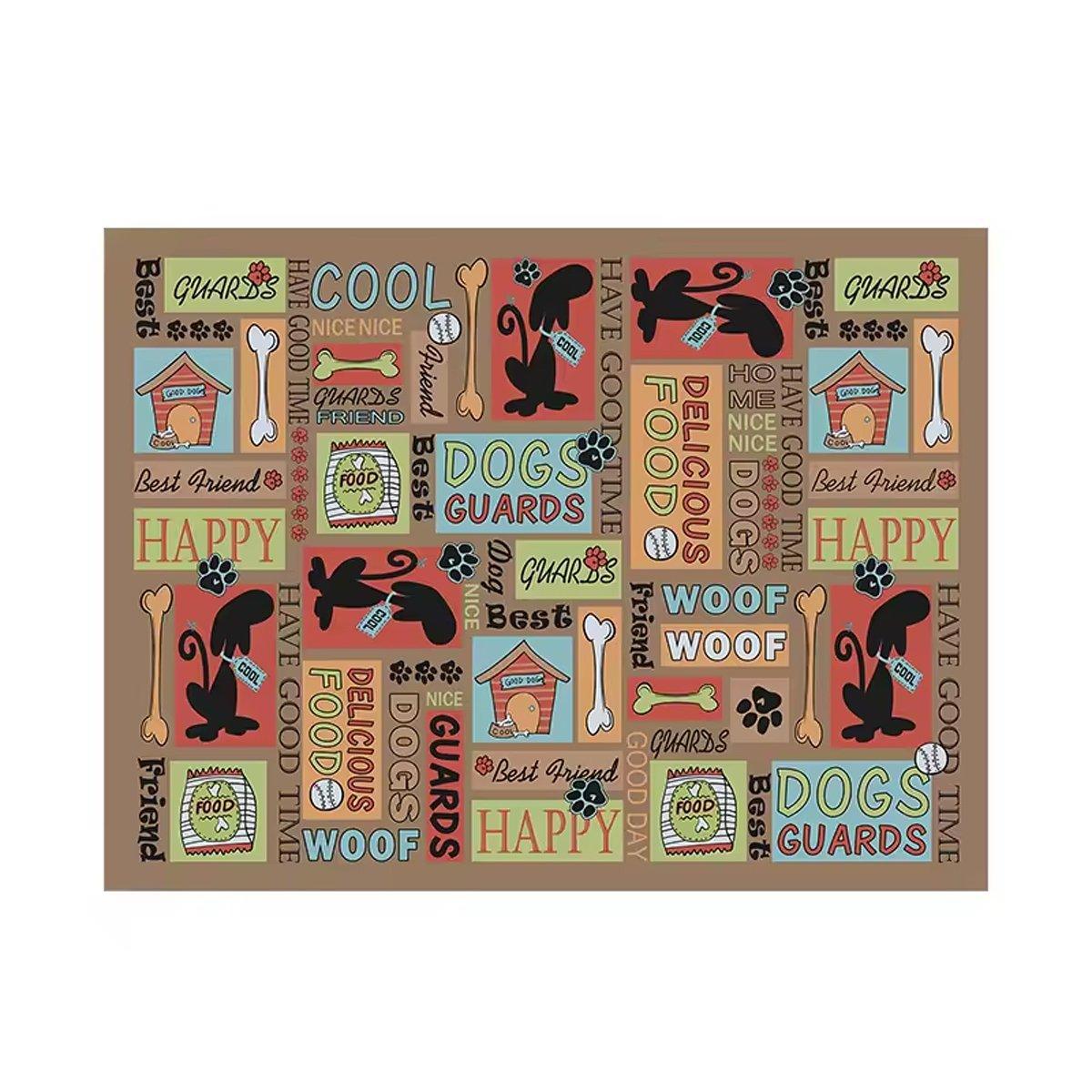 Waterproof Pet Floor Mat Carpet For Dog Cage Feeding Area Anti Slip Washable - Dog-Brown