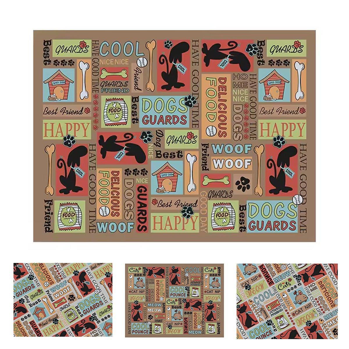 Waterproof Pet Floor Mat Carpet For Dog Cage Feeding Area Anti Slip Washable - Cat-White