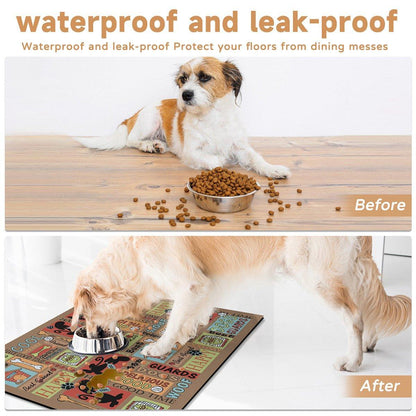 Waterproof Pet Floor Mat Carpet For Dog Cage Feeding Area Anti Slip Washable - Cat-White