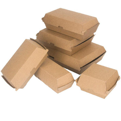 UP To 250PCS Cardboard Hot Dog Box - Brown Corrugated Kraft - Plain - CB8-200PCS