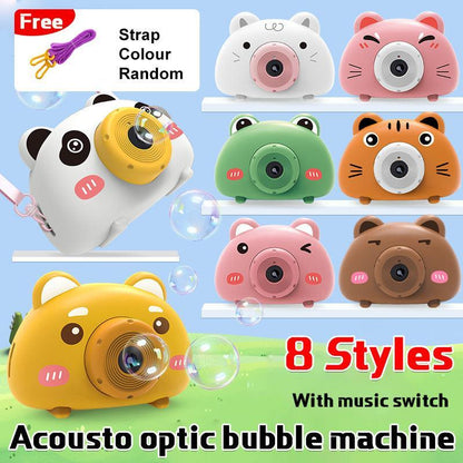 Acousto Optic Bubble Machine Camera Animal-Shaped With Light Music Toy Gift - Bear