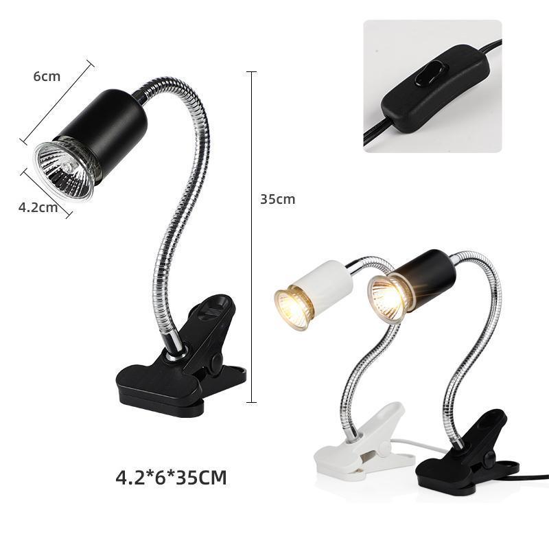 E27 Reptile Heat Lamp UVA UVB Turtle Lizard Heating Light with Clip - 25W Bulb + Black Holder