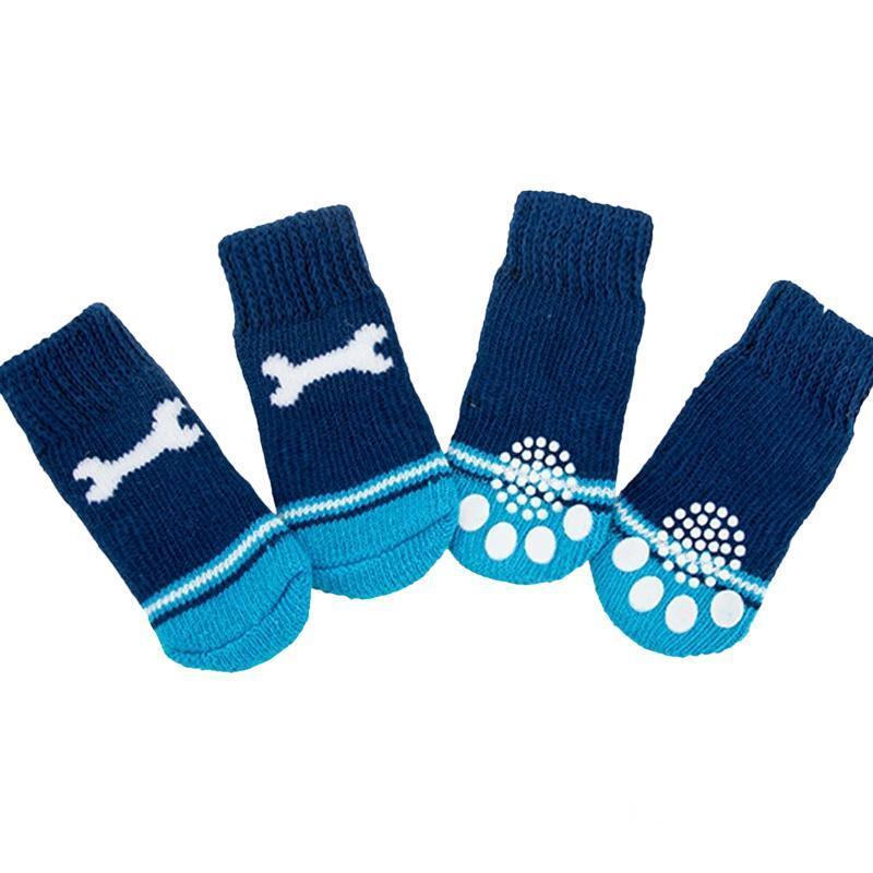 Non Slip Pet Socks for Dogs and Cats Knitted Paw Protector with Grips L Size - Red Mickey