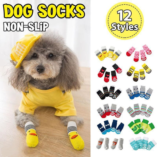 Dog Socks Non-Slip Grip Slip Anti-Slip - Puppy Cat Pet Shoes Slippers S Size - Yellow Kumamoto