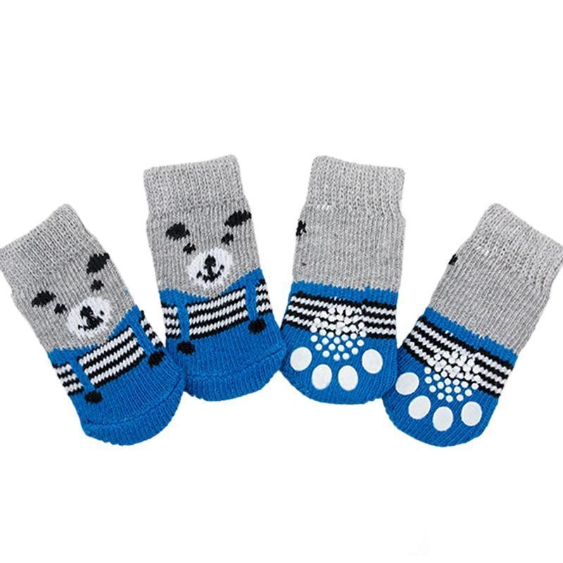 Non Slip Pet Socks for Dogs and Cats Knitted Paw Protector with Grips L Size - Yellow Kumamoto