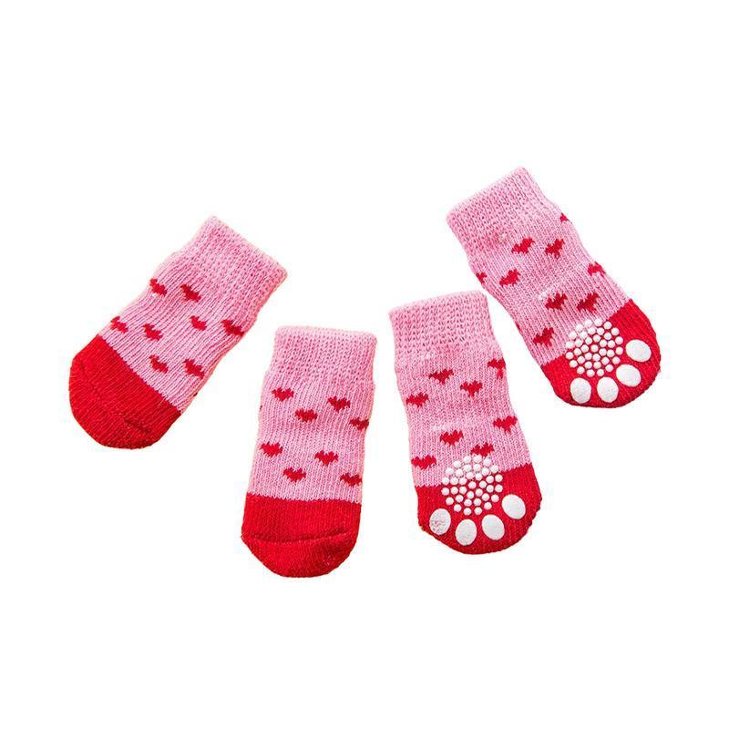 Dog Socks Non-Slip Grip Slip Anti-Slip - Puppy Cat Pet Shoes Slippers S Size - Black colour dots