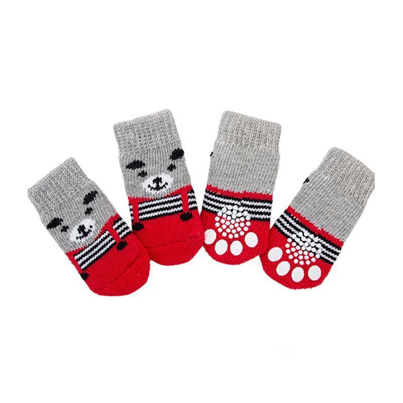 Dog Socks Non-Slip Grip Slip Anti-Slip - Puppy Cat Pet Shoes Slippers S Size - Black colour dots