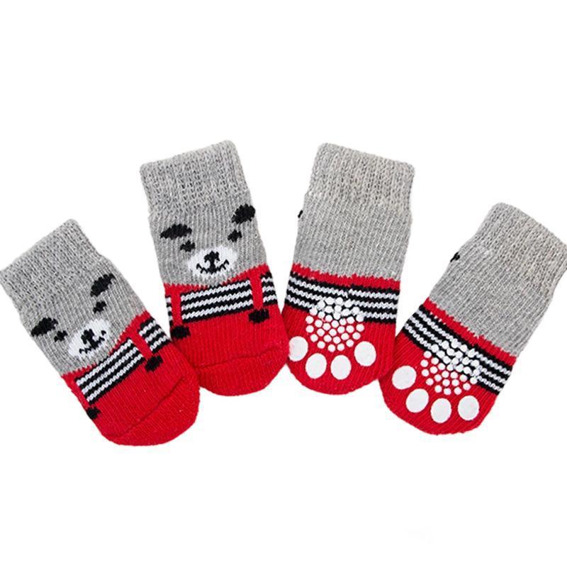 Non Slip Pet Socks for Dogs and Cats Knitted Paw Protector with Grips L Size - Water green ripples