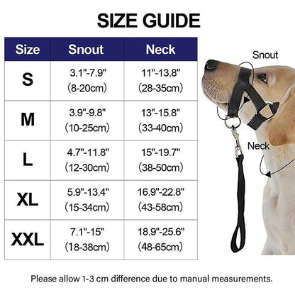 Black Dog Training Head Collar Halter Stop Pulling Training Tool Harness Strap Leader - S