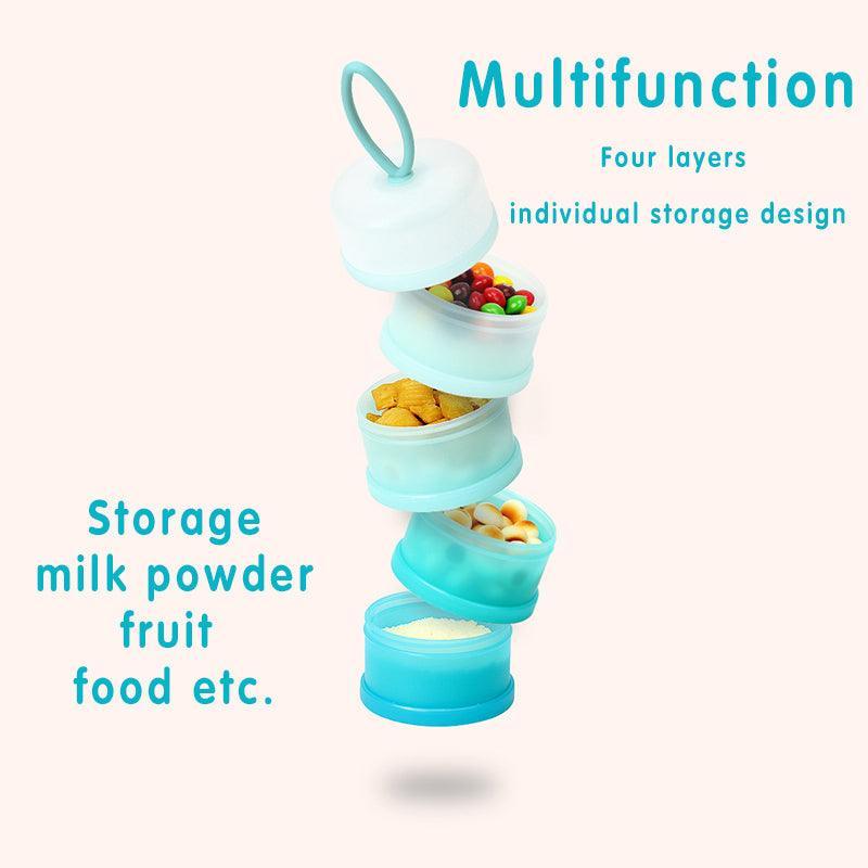4-Layer Milk Powder Dispenser Bottle Container Food Storage Box Portable Stackable - Pink