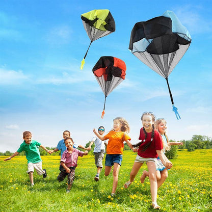 Hand Throwing Mini Soldier Parachute Funny Toy Outdoor Game Play Educational - Yellow