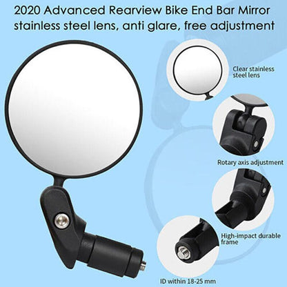 Adjustable Bicycle Rearview Mirror Convex Lens for MTB and Road Bikes