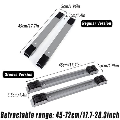 2pcs Adjustable Refrigerator Washing Machine Base Stand Movable Support Shelf - Grooved