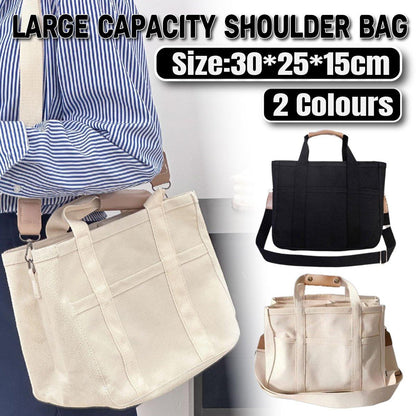 Stylish Multifunctional Mummy Bag Canvas Shoulder Crossbody Handheld Tote Bag - Black