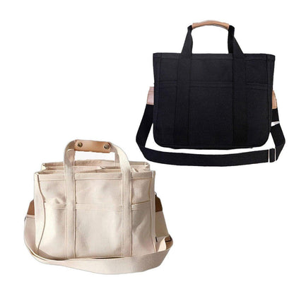 Stylish Multifunctional Mummy Bag Canvas Shoulder Crossbody Handheld Tote Bag - Black