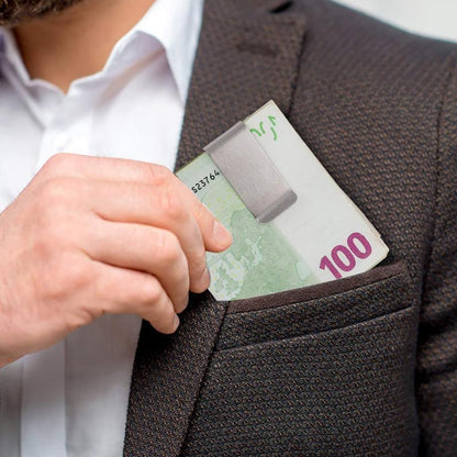 Clip Note Business Card Holder Stainless Steel Mens Wallet Metal - Gold