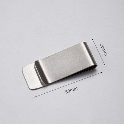 Clip Note Business Card Holder Stainless Steel Mens Wallet Metal - Silver