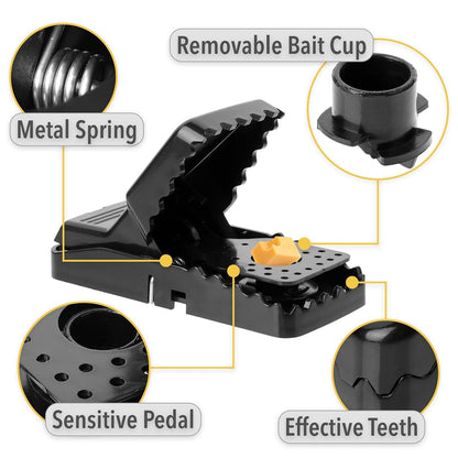 6pcs Rat Trap Automatic Reusable Mouse Catcher Snap Trap for Home Rodent Control - S