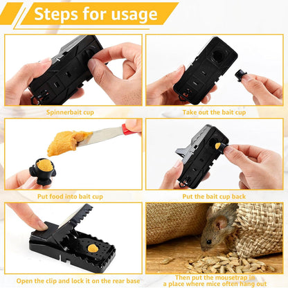 6pcs Rat Trap Automatic Reusable Mouse Catcher Snap Trap for Home Rodent Control - S