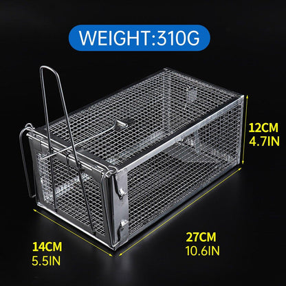 Humane Rat Trap Cage Live 1 Door Animal Catch Pest Rodent Mouse Bait Control Box
