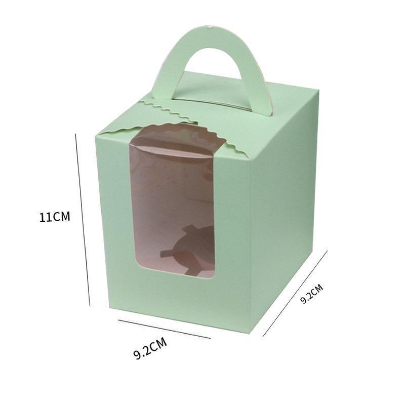 50 Pack Premium Cupcake Boxes with Window Thickened Cardboard Muffin Holders - Green